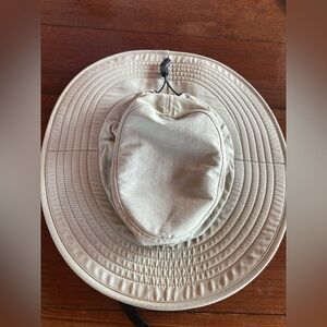 LL Bean (Size Small) Sun Hat With Ties And Neck Guard Packable Tan Beige Travel